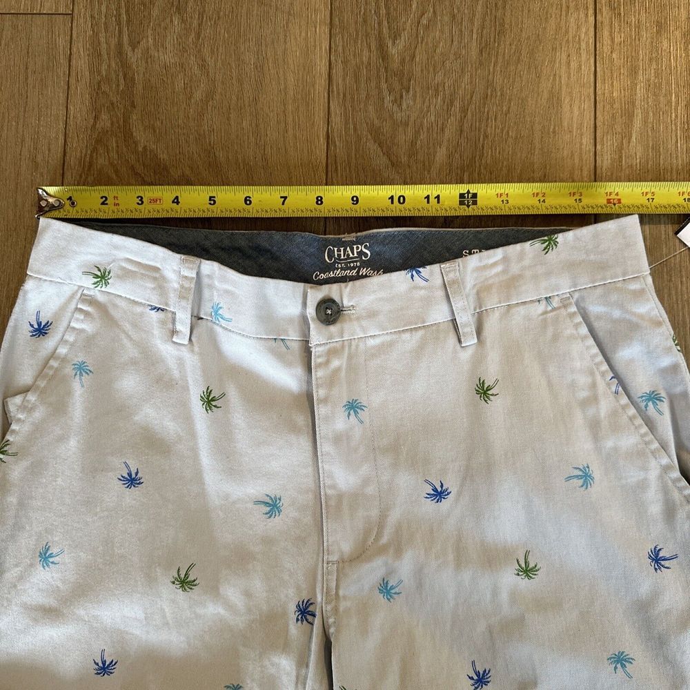 CHAPS Mens‎ Coastland Wash Palm Trees Shorts Stretch Size 32 9" Inseam Khaki NEW - Picture 7 of 9